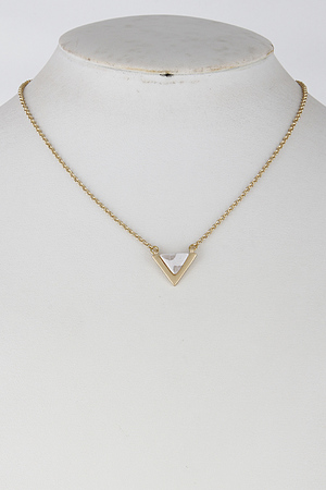 Triangle Faux Stone Necklace 6GAE7